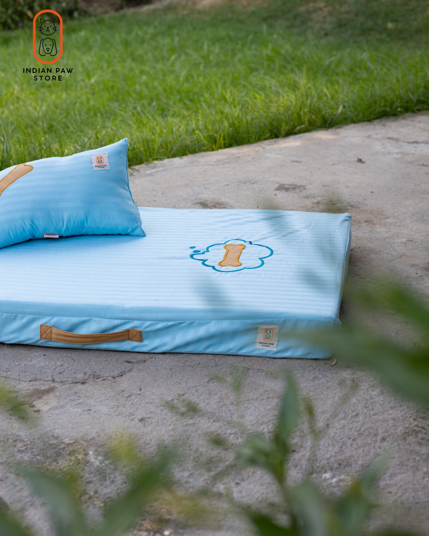 Sky Blue Firm  Pet Mattress with pillow